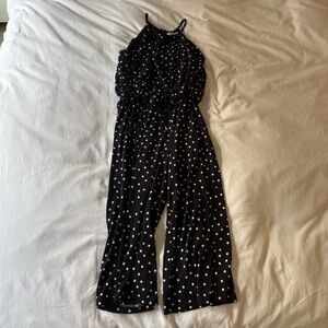 London Times Black and White Polka Dot Jumpsuit